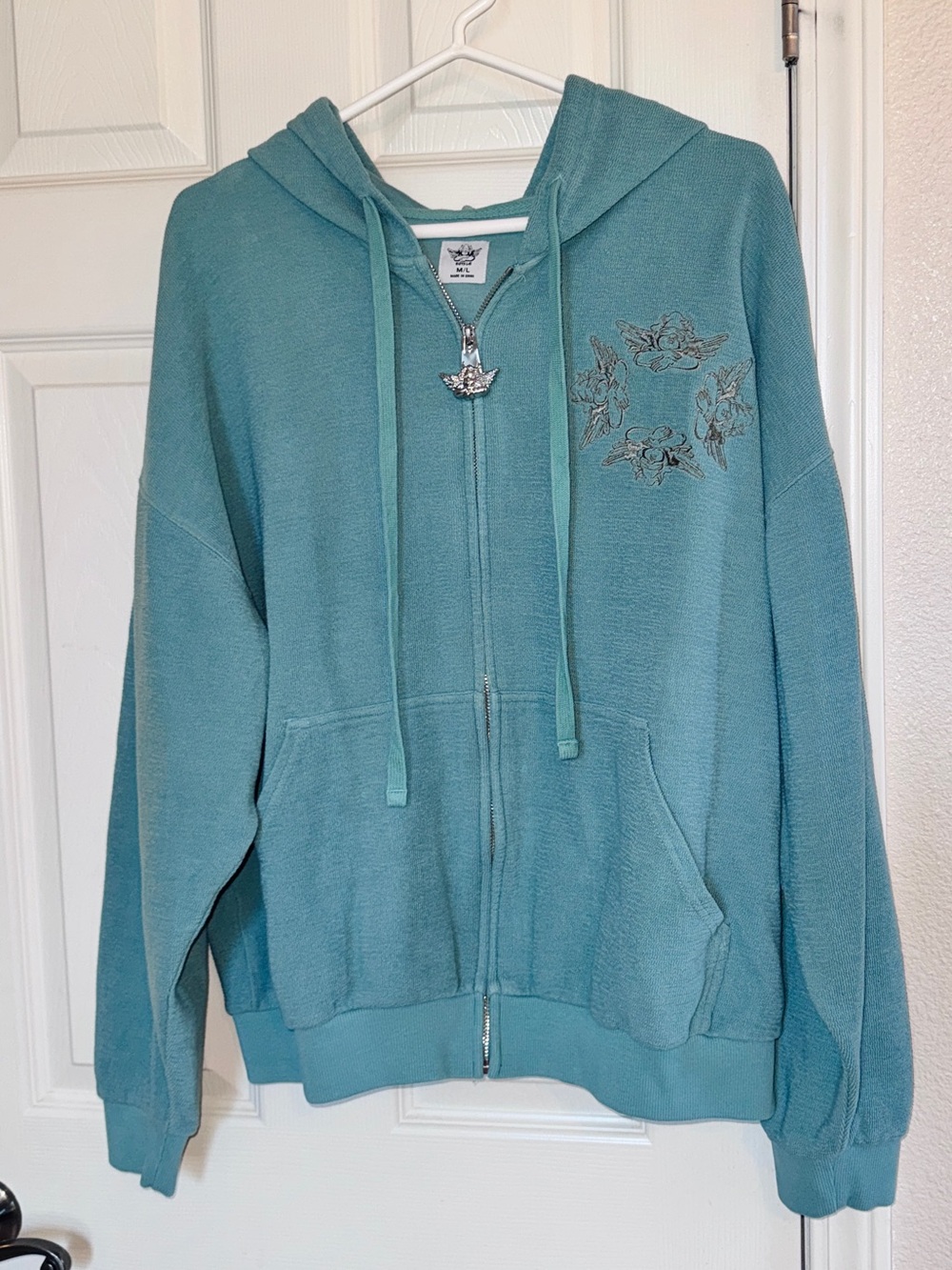 Boys Lie Sage Teal Green Zip-Up Hoodie - hard to find